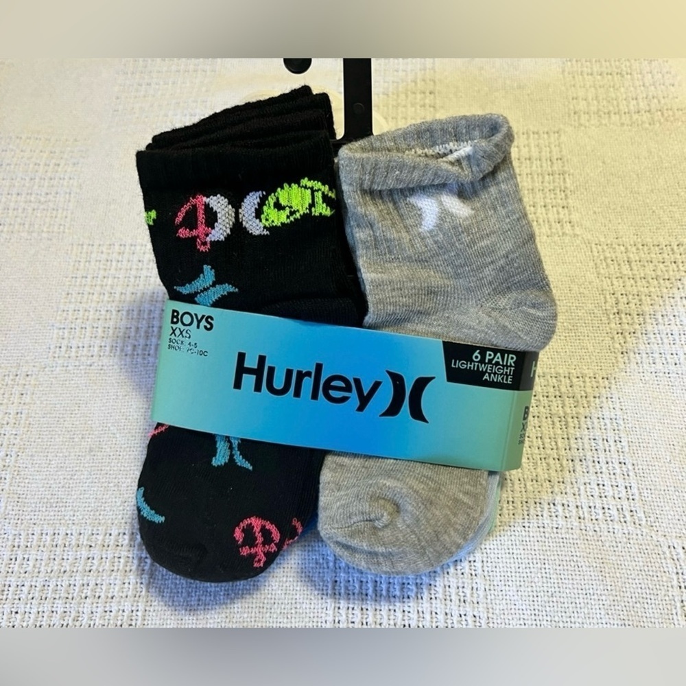 Hurley Boys' Ankle Socks - Black, Gray, and Green